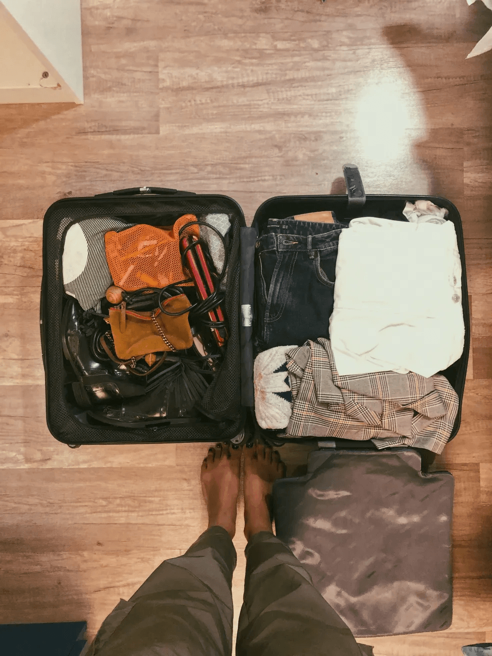 Antes - Mala desorganizada e bagunçada